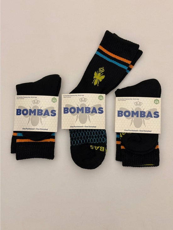 Bombas Other - Bombas Black Crew Socks with Blue and Orange Stripes - 3 Pack